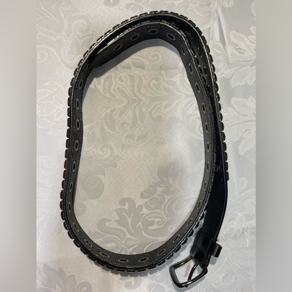 Men's 42-44” Black Vegan Leather Belt with Studded Design GUC - Picture 2 of 5